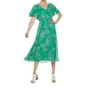 Dana Buchanan v neck paisley floral dress, medium, green